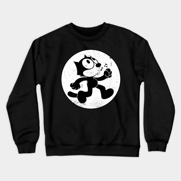 Felix The Cat Walking Whistle Crewneck Sweatshirt by technofaze